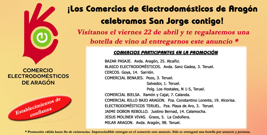 ACEAR. Promociones. Promoción San Jorge Regalo de Botella de Vino Teruel